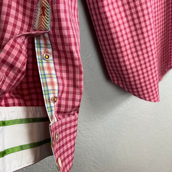 Robert Graham Checker Flip Cuff Button Up Shirt Long Sleeve - L - Picture 4 of 7